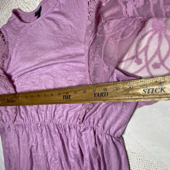 Torrid Babydoll Top Blouse Tunic Lace Short Scallop Sleeves Size 2 2X Pink - Picture 6 of 11